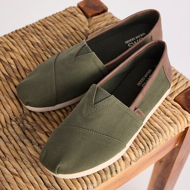 Alpargata Classic in Canteen Green Twill and Tan Synthetic Trim