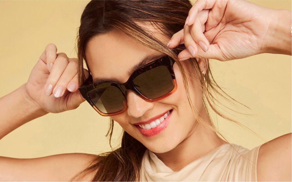 Model wearing TOMS Adelaide Traveler Sunglasses shown.