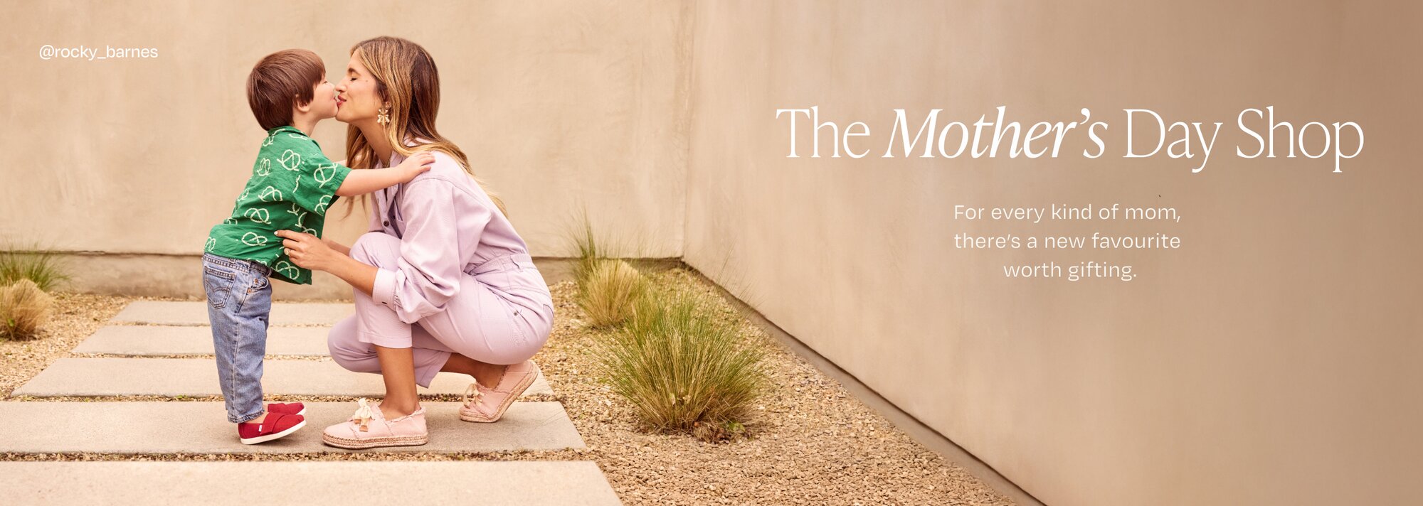 The Mother's Day Shop. For every kind of mom, there’s a new favourite worth gifting. Rocky wearing Carolina Lace-Up Espadrille in Pale Rose Beachside Woven and son wearing Alpargata Classic Toddler shoe in Red Heritage Canvas. @rocky_barnes.
