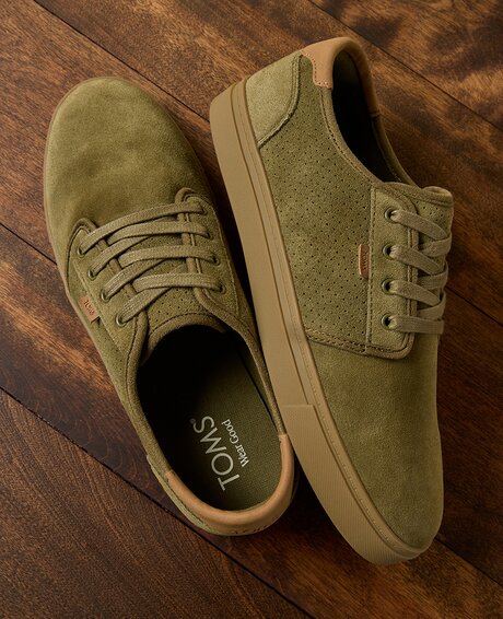 Carlo 2.0 Lace-Up Sneaker in Military Olive Perforated Suede shown.