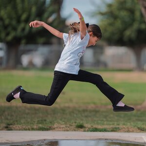 A child jumping.