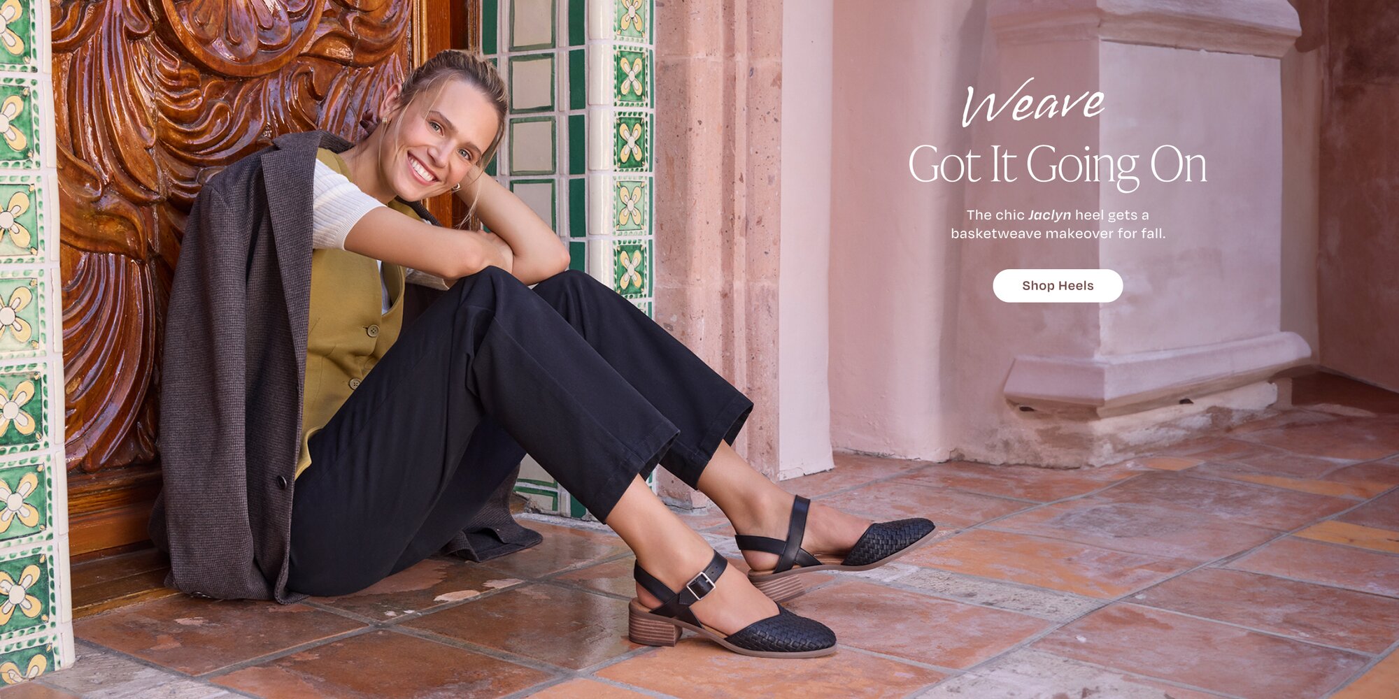 Weave Got It Going On. The chic Jaclyn heel gets a basketweave makeover for fall. Shop Heels.