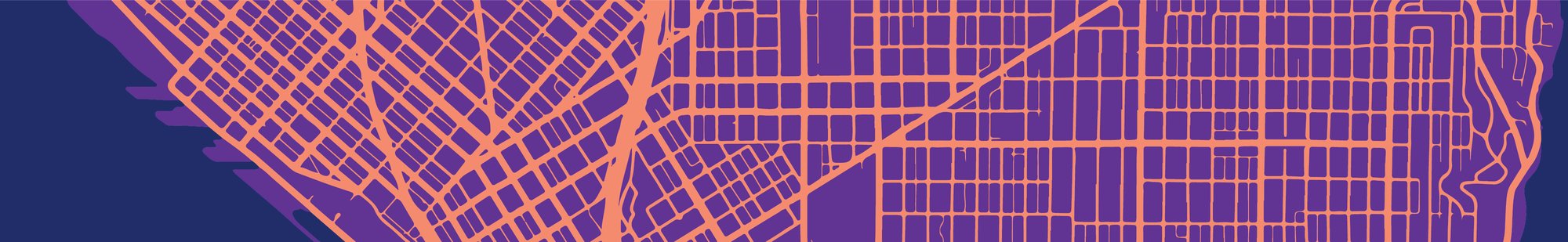 Purple and orange city map outline