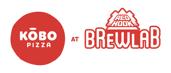 Kōbo and Redhook Brewlab logos in color red.  