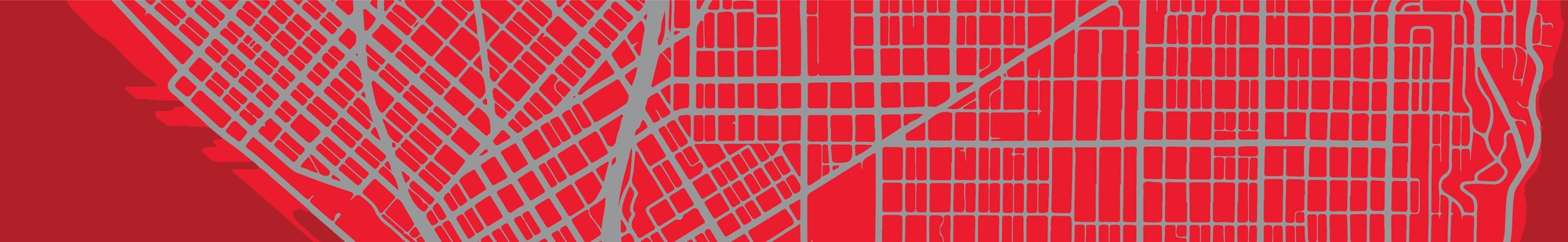 Red and grey city map outline.