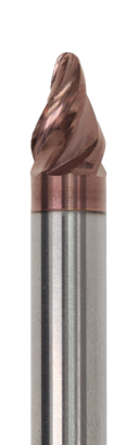 Ti-Namite-H coating on high-performance end mill designed especially for mold and die machining operations great for stainless steels and other alloys