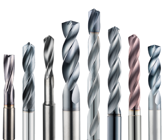 Holemaking drills are pictured offering high metal removal rates with features like through coolant, specialized coatings, extended tool life, and matching various metals and non-ferrous materials like stainless, cast iron, steel, titanium alloys, and other various alloys. 