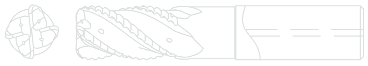 S-carb APR-4 with internal through coolant white line drawing