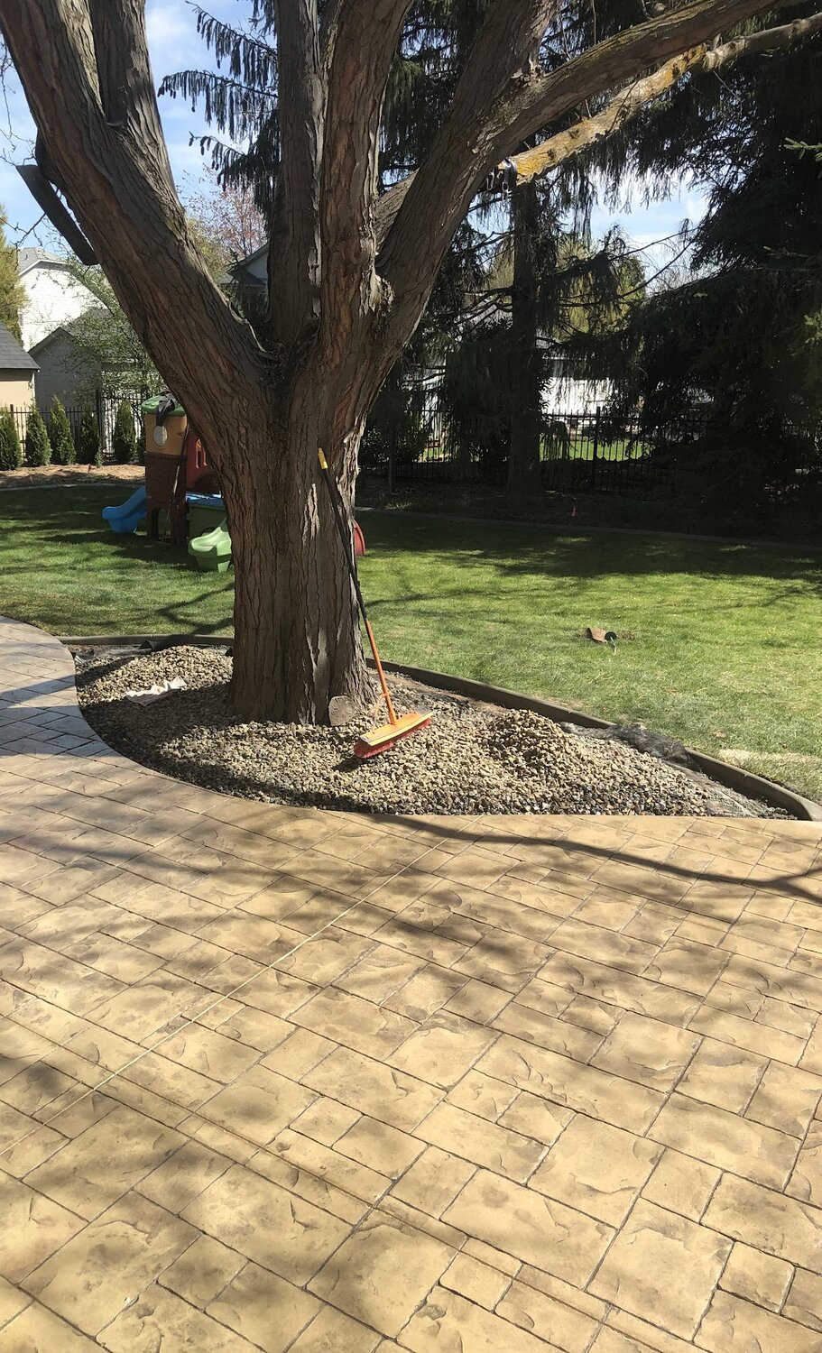 Beautiful stamped concrete patio with custom design