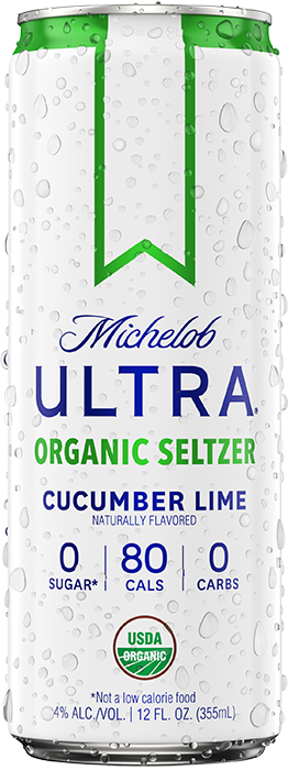 This is a can of Michelob Ultra Organic Seltzer Cucumber Lime