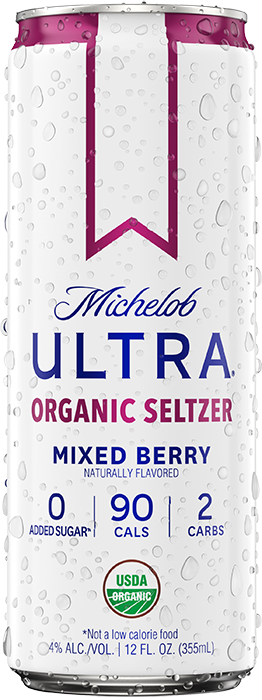 This is a can of Michelob Ultra Organic Seltzer Mixed Berry