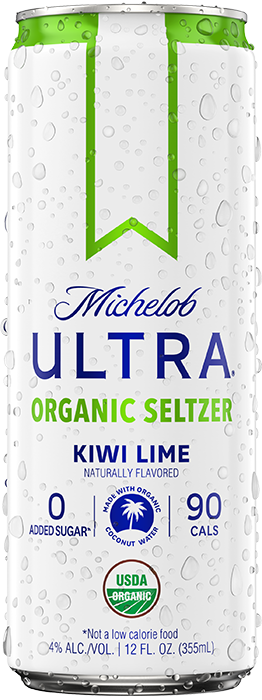 This is a can of Michelob Ultra Organic Seltzer Kiwi Lime