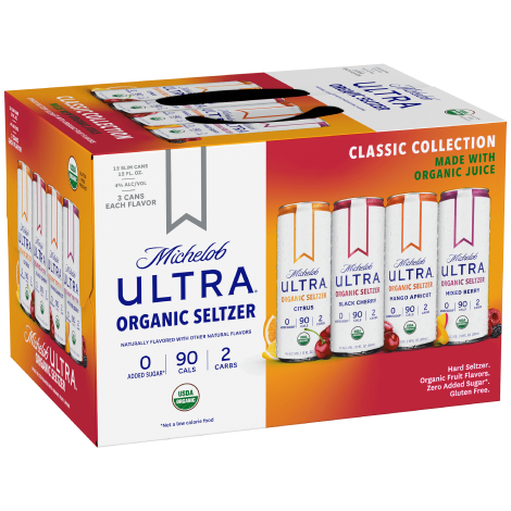 This is a can of Michelob Ultra Organic Seltzer Classic Collection