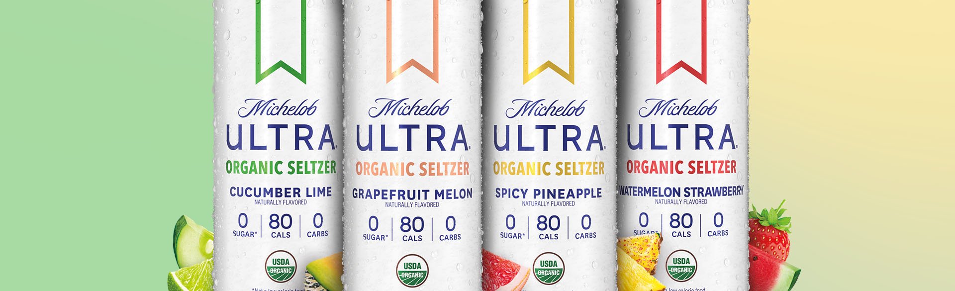 This is the main background for the Michelob Ultra Organic Seltzer Signature Collection