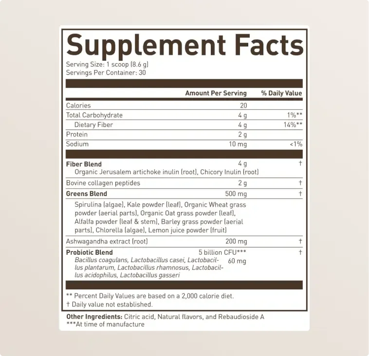 Morning Kick supplement facts