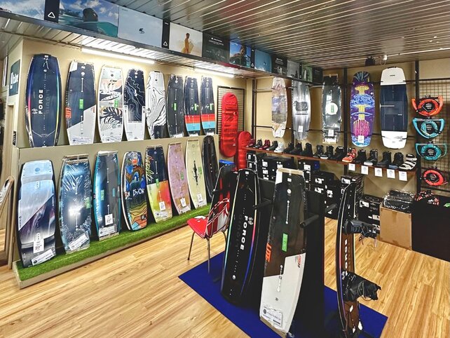 Wakeboards on display at Deja Vu Ski & Board