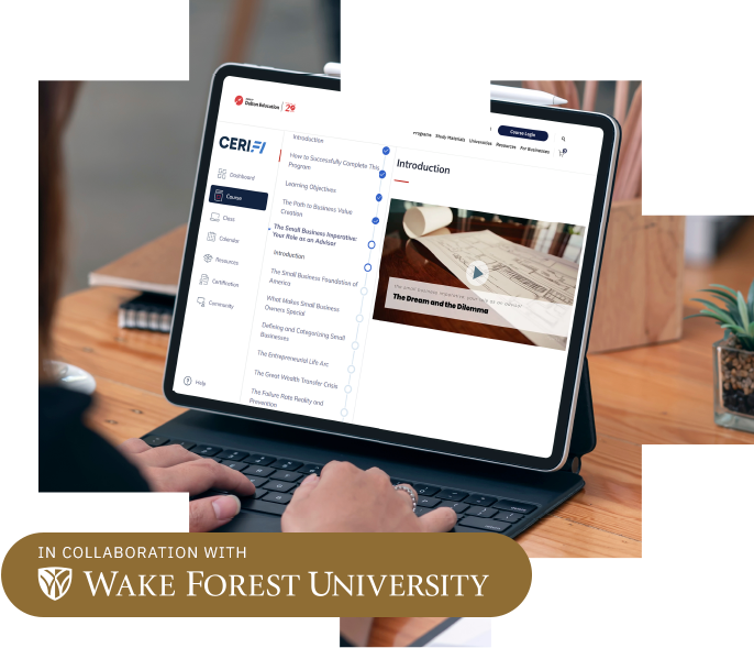 Person at computer taking online course