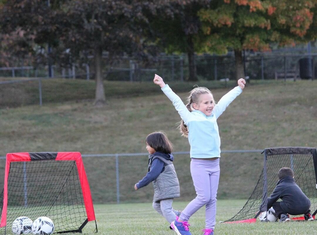 Girl after scoring a goal