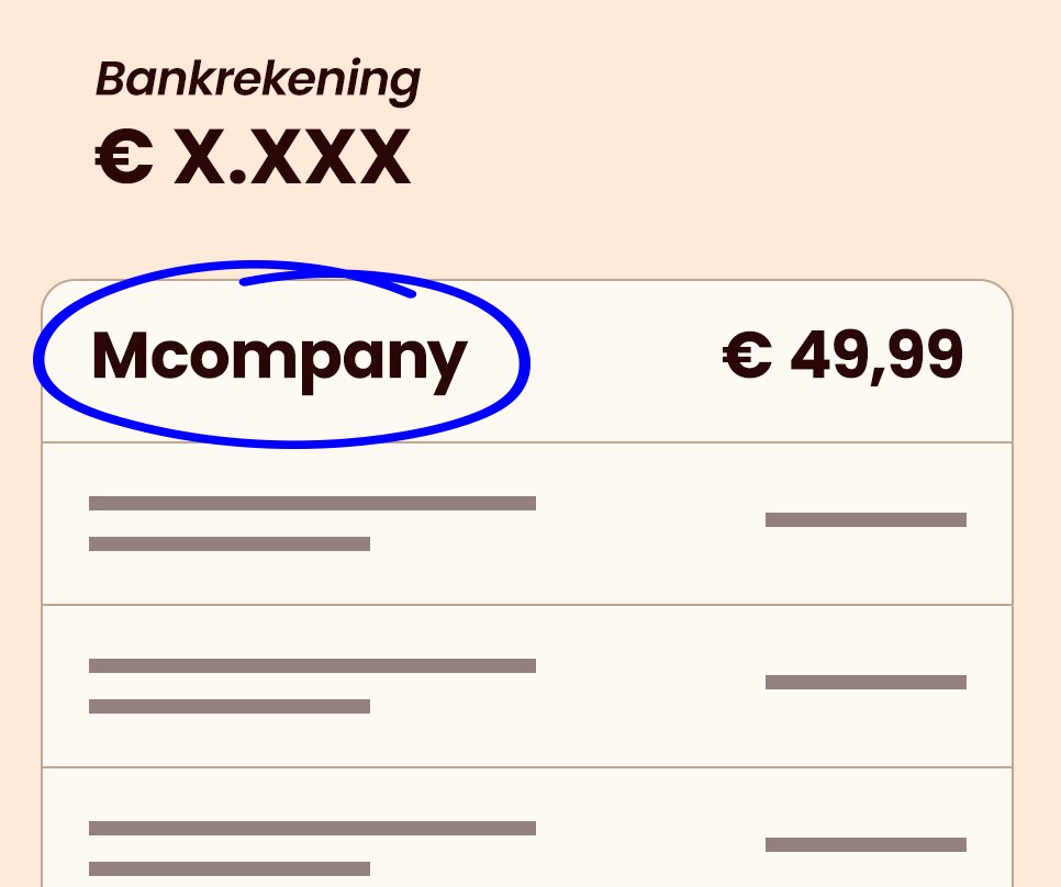 Hoe wordt de afschrijving op mijn bankafschrift vermeld?