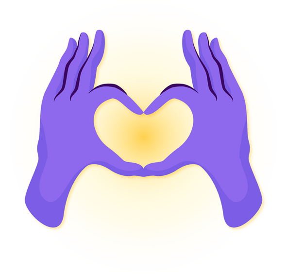 A drawing of two hands making a heart 