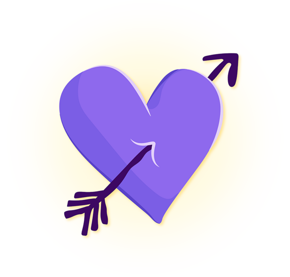 A drawing of a heart with an arrow