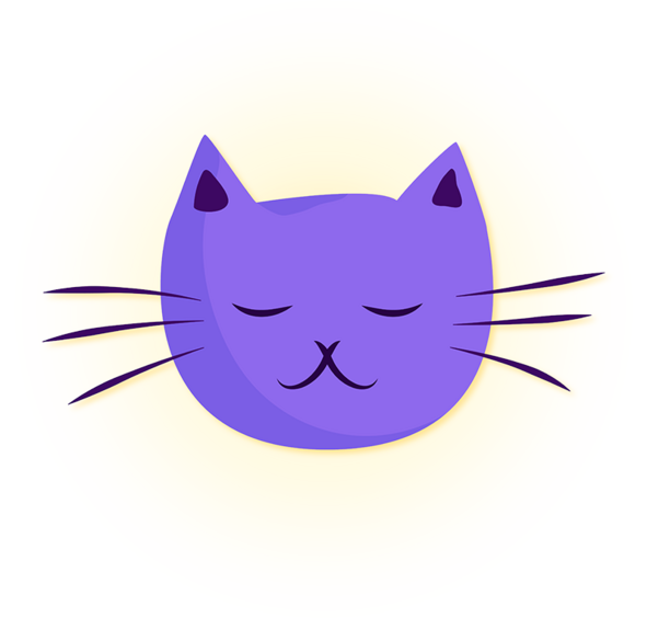 A drawing of a purple cat