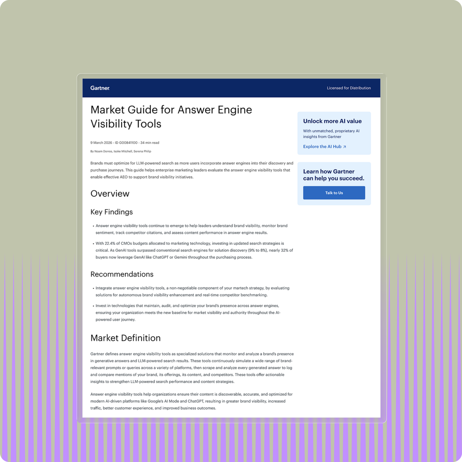 2026 Gartner Market Guide for Answer Engine Visibility Tools 