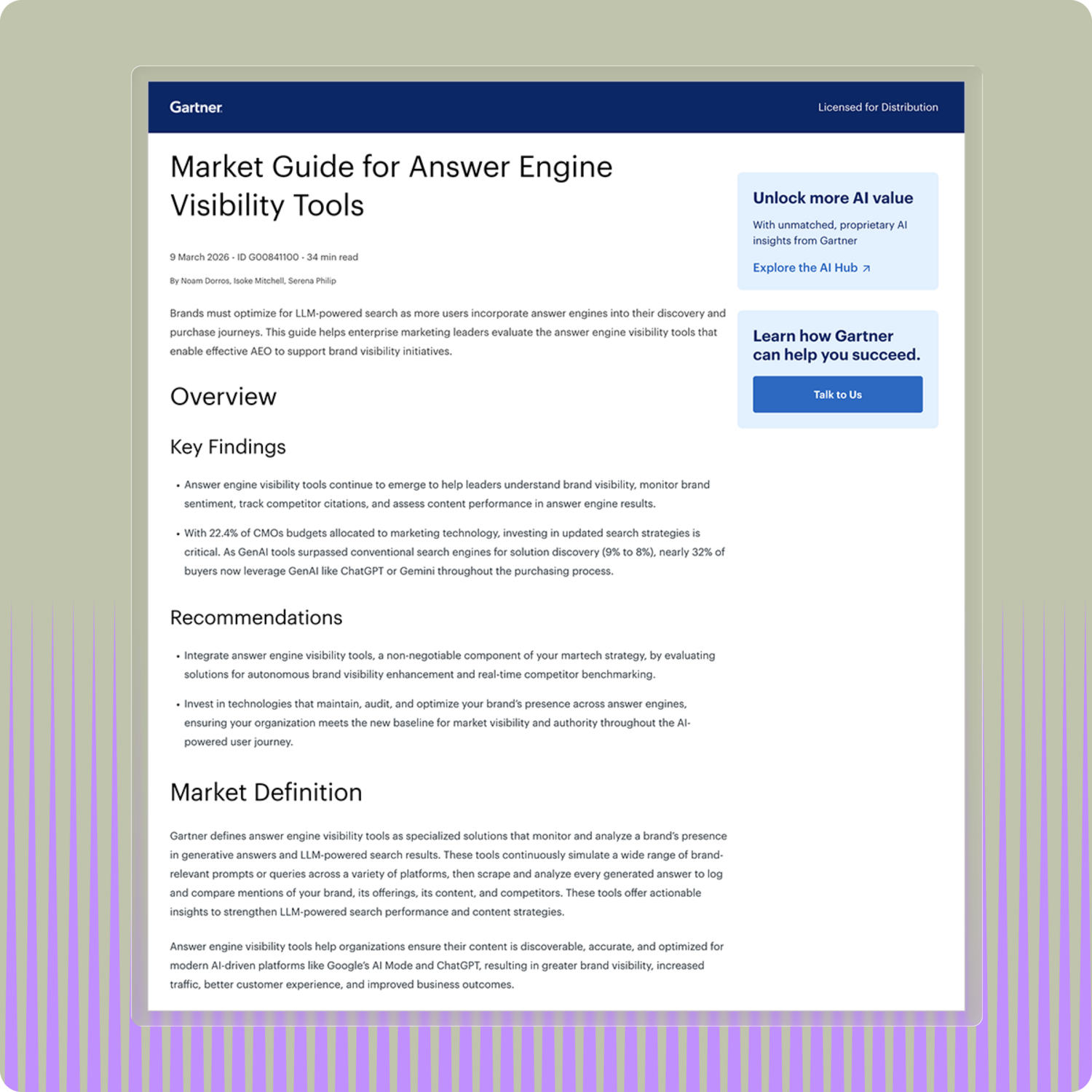 2026 Gartner Market Guide for Answer Engine Visibility Tools 