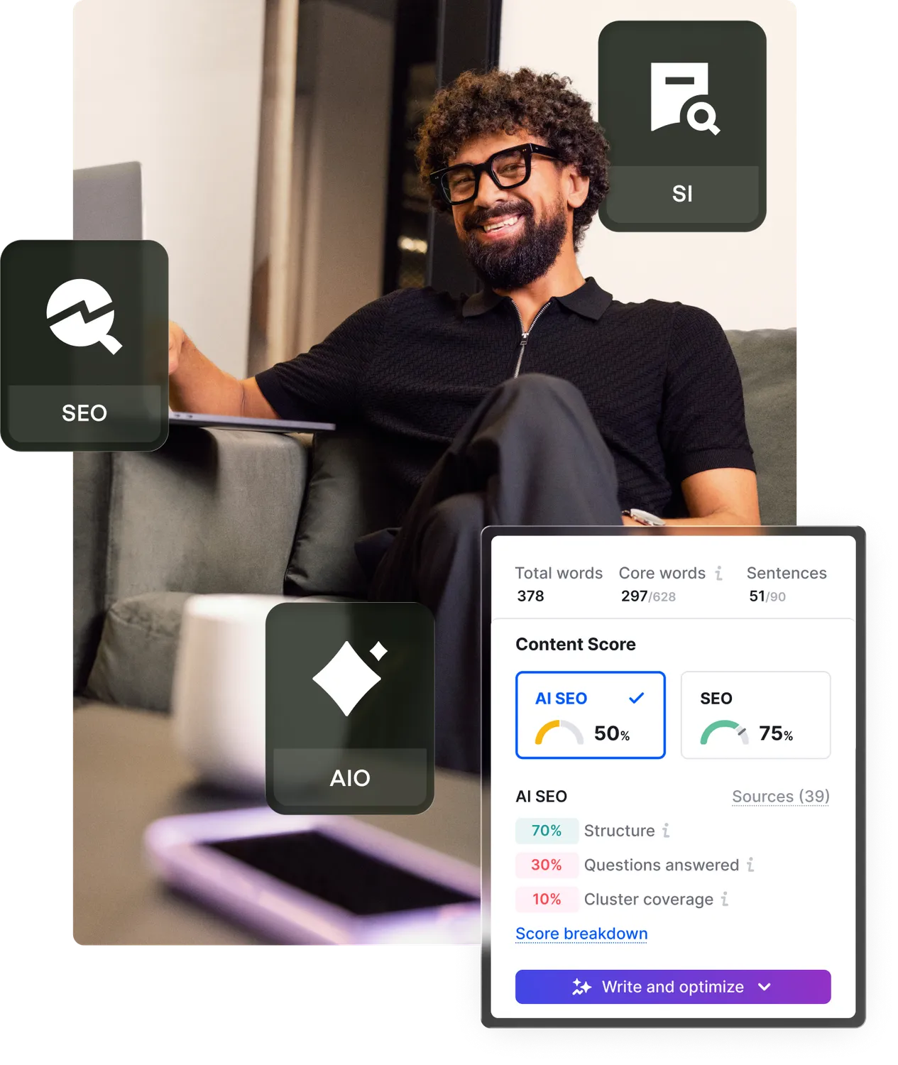 Semrush Enterprise content score UI