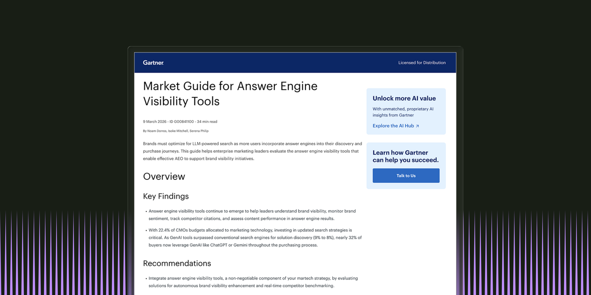 2026 Gartner Market Guide for Answer Engine Visibility Tools 
