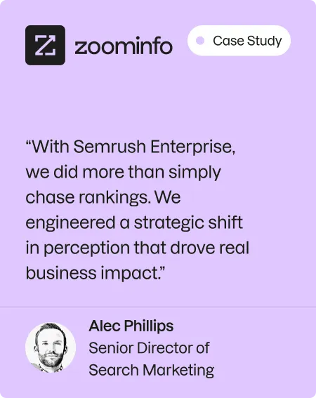 ZoomInfo testimonial about Semrush for Enterprise