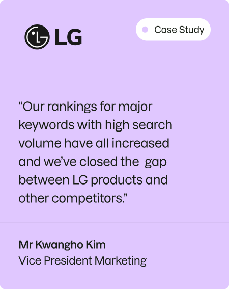 LG testimonial about Semrush for Enterprise
