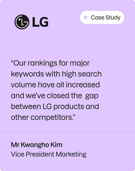 LG testimonial about Semrush for Enterprise