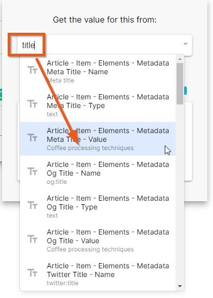 Select title value to bindings