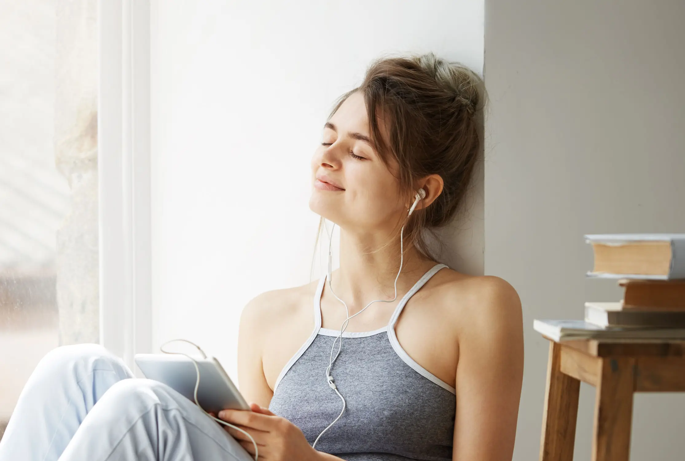 Woman listening to music