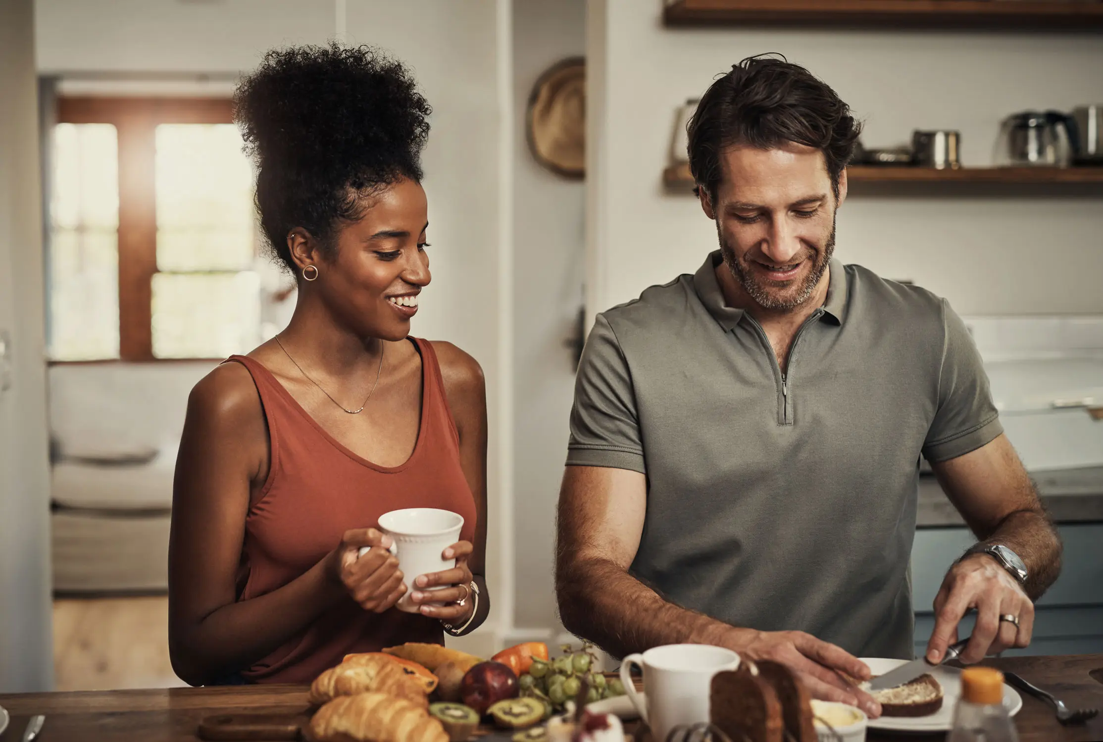 Couple having breakfast