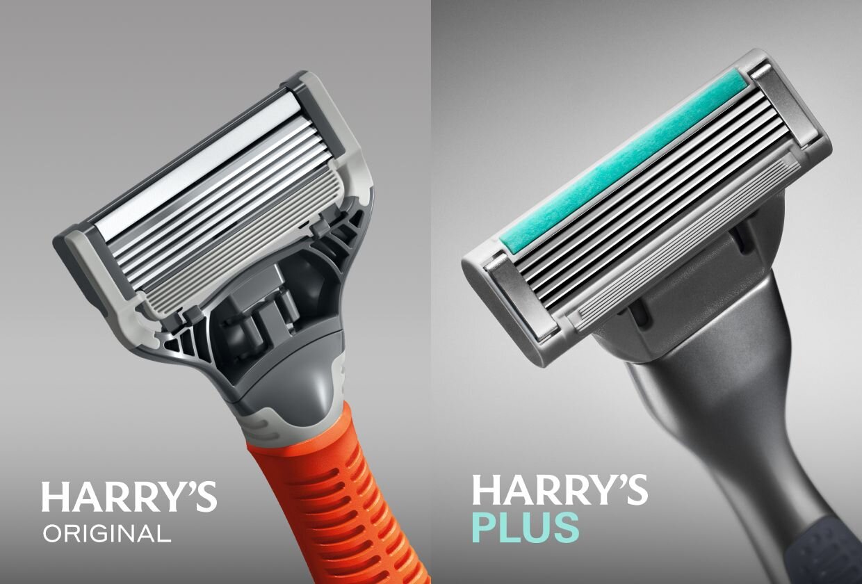 Harry's Original and Harry's Plus razors side by side