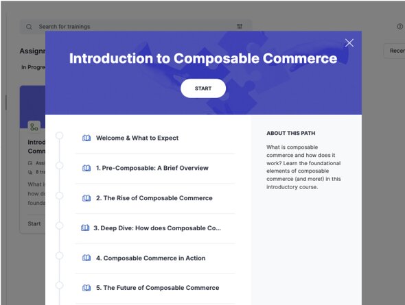 Screenshot of a Composable 101 outline showing the title chapters of the course.