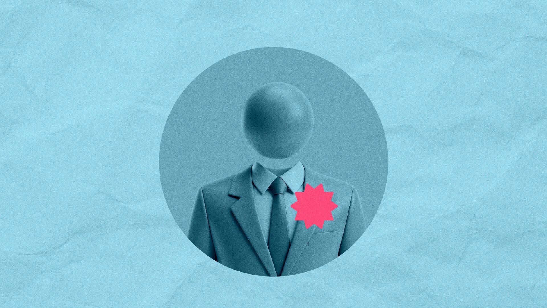 Illustration of a faceless businessperson in a suit with a red loyalty badge, used in a Composable.com Masterclass on omnichannel customer engagement and retention.