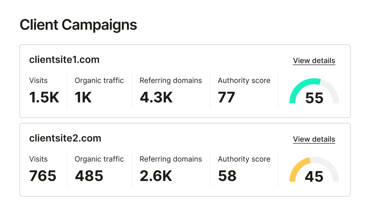 client campaigns scalable client workspaces projects folders big UI