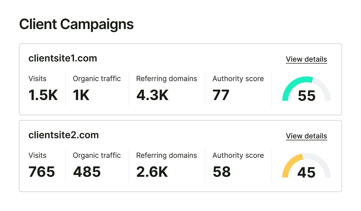 client campaigns scalable client workspaces projects folders big UI