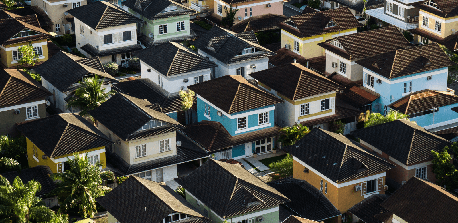 High Level Image of Multiple Multi-Colored Homes