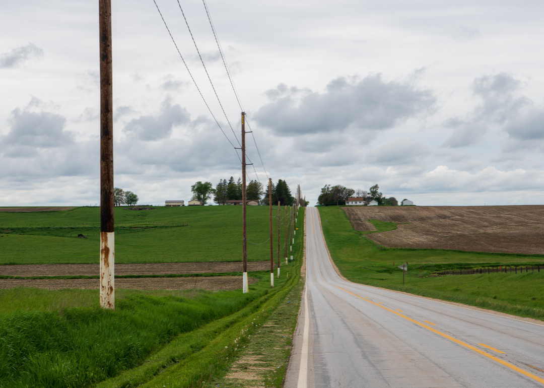 “Photograph of power lines running alongside an empty stretch of rural highway” - Source: Ralf Broskvar // Shutterstock