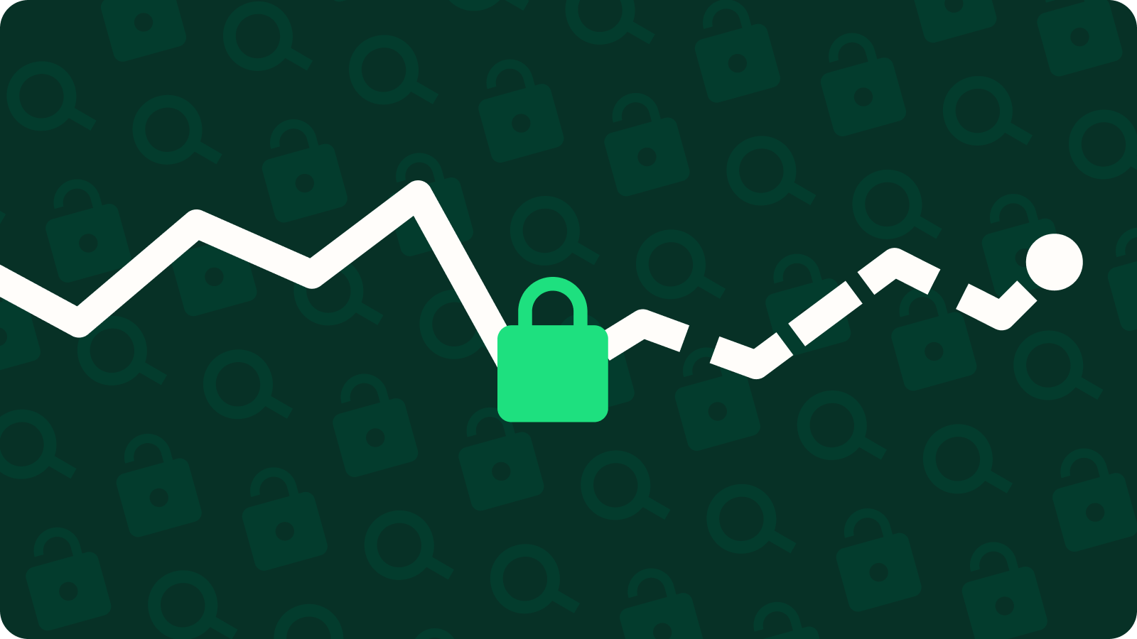 Look Before You Lock - Dark Graphic Green Image with Line Graph and Lock