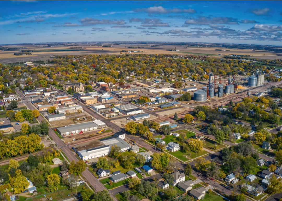 “Wide-view aerial photo of Lincoln County downtown area at sunset” -Source: Jacob Boomsma // Shutterstock