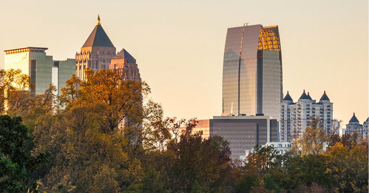  Downtown Atlanta Skyscrapers in the Evening