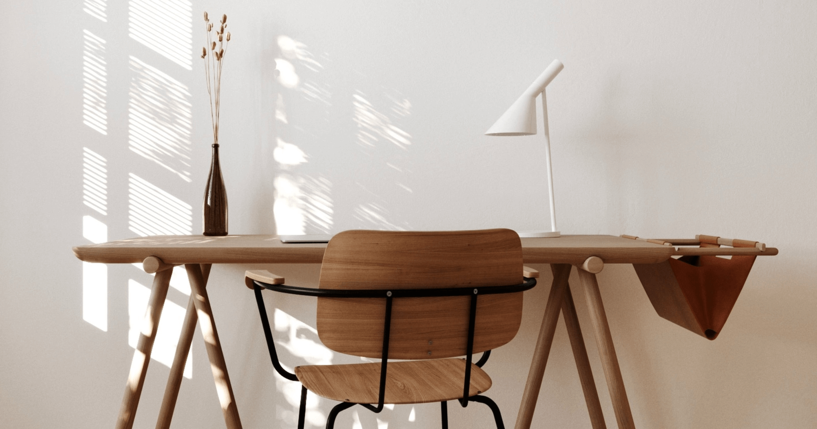 Minimal Style Wooden Desk Table and Wooden Chair