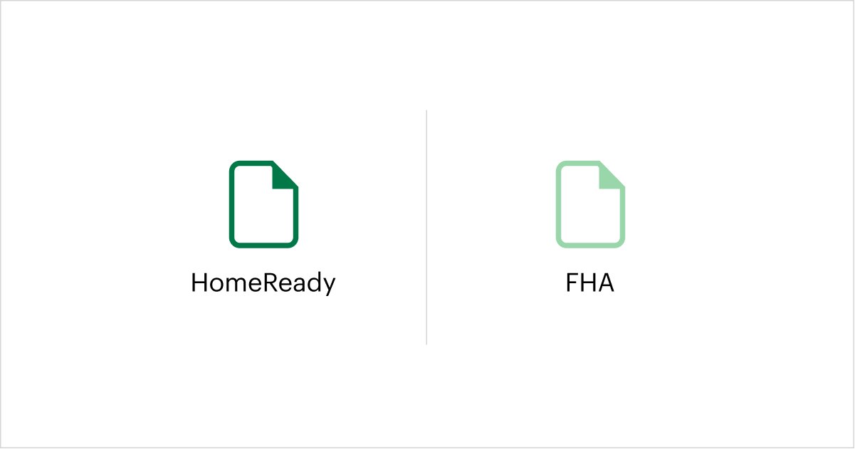 Simple Image of Two Icons Side By Side Representing HomeReady and FHA Home Loan Options