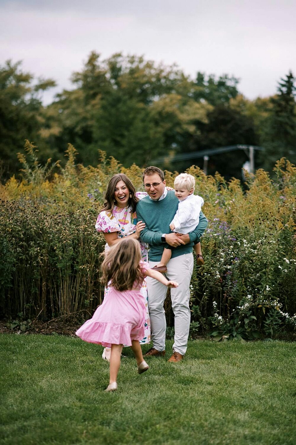 Jen with family in yard