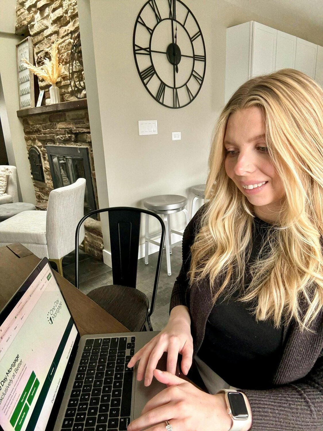 Karli in front of computer.